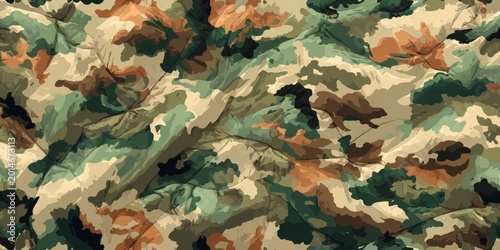 Abstract Camouflage Pattern Background with Earth Tones.