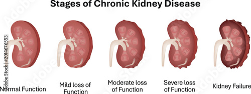 Stages of Chronic Kidney Disease Illustration Vector Medical Diagram