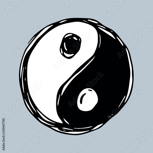 Quadro em tela Hand drawn yin yang symbol Zen and Tao Harmony and balance Black and white yin a