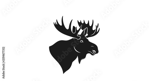 Фотография Moose Silhouette Head with Antlers - Vector Graphic
