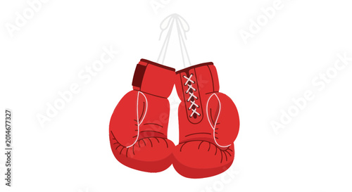 Obraz na plátně Red Boxing Gloves Hanging, Sports Equipment, Combat Sport, Fight Gear, Isolated