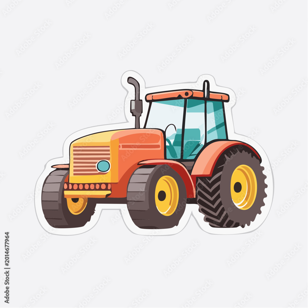 Obraz premium Cartoon Tractor Illustration