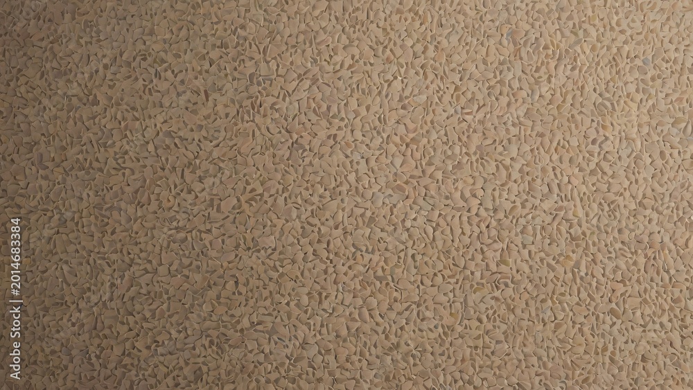 Fototapeta premium Marco abstract background of warm beige aggregate stone texture with mosaic pattern, natural pebbles, and crushed mineral chips with matte architectural finish for professional design.