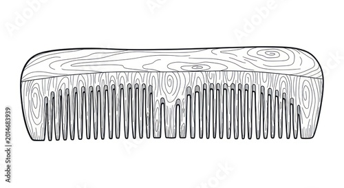Wooden Hair Comb Illustration Isolated.