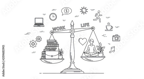 Work Life Balance Scale Illustration Concept.