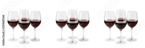 Elegant Trio of Red Wine Glasses PNG - Luxury Crystal Stemware for Restaurant, Celebration, Tasting, and Party Graphic Design Elements.