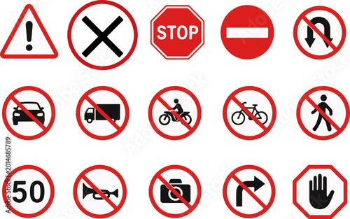 Free Download Traffic signs, road signs, prohibition signs, warning signs, vector icons - GFXLoad