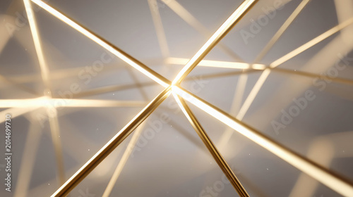 Abstract geometric design featuring intersecting lines, with warm light and a soft background. This design evokes a sense of connectivity and dynamism