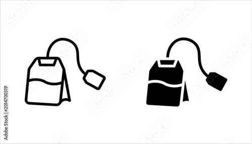 Teabag icon set, Herb tea bag packaging For morning beverage symbol. vector illustration on white background