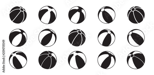 Obraz na płótnie Fifteen black and white beach balls icon set vector.