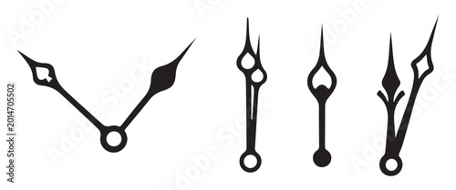 Obraz na plátne Vintage and Modern Clock Hands Vector Set – Black and White Timepiece Pointer Si