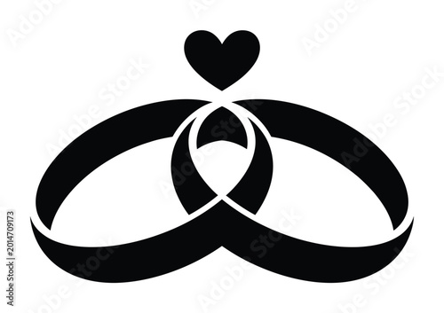 Konstfotografi Intertwined Wedding Rings with Heart Symbol