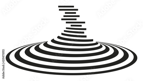 Optical Illusion of a Swirling Staircase and Vortex in Black and White