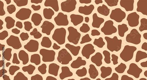 Seamless pattern design featuring organic brown spots on a tan background reminiscent of giraffe skin texture for nature-inspired backgrounds.