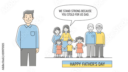 Φωτογραφία Father's Day Dedication: A heartfelt illustration celebrating Father's Day, depicting a proud father figure alongside his family, and expressing love, and appreciation for the paternal bond