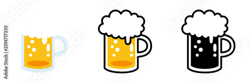 ポップでかわいいビールのイラストセット