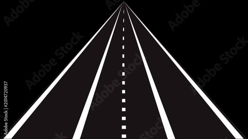 Moving road aerial top view animation. animated highway driving. Long road drive , animated highway cartoon