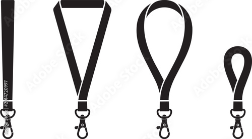 Cuadro en lienzo lanyard strap silhouette set badge holder accessory vector illustration