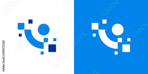 Obraz na plátně A creative Digital abstract human logo, pixel logo design icon