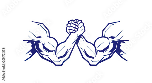 Bild auf Leinwand Arm Wrestling Contest: Strong Muscular Arms in Fierce Competition