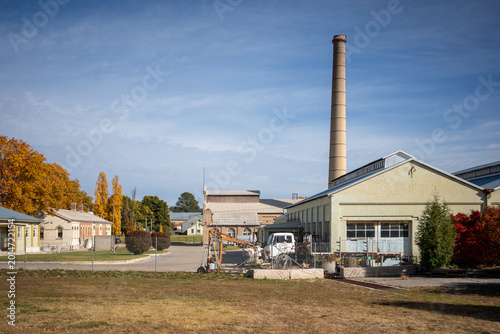 Old Industrial Building Chimney Blue Sky Landscape