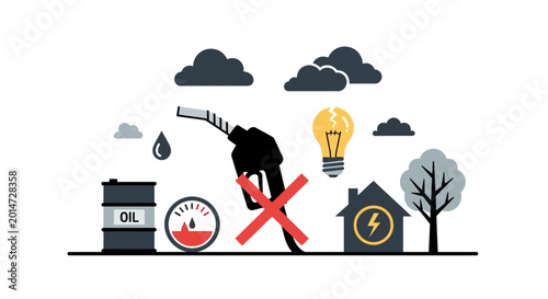 Obraz na płótnie Conceptual illustration of environmental pollution caused by oil industry and fossil fuel consumption