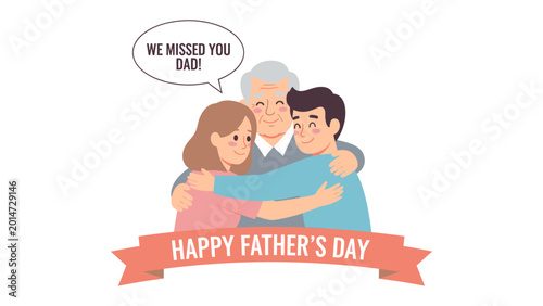 Tableau sur toile Father's Day Reunion: A touching depiction of familial love, capturing a heartwarming Father's Day scene with a family embracing, conveying affection and celebrating the patriarch