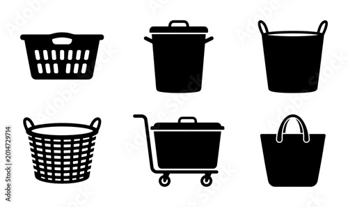 Photos Collection of Black Silhouette Baskets and Containers, Laundry Hampers, Shopping