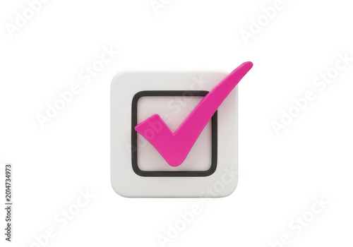 Pink checkmark icon symbolizing success or completion
