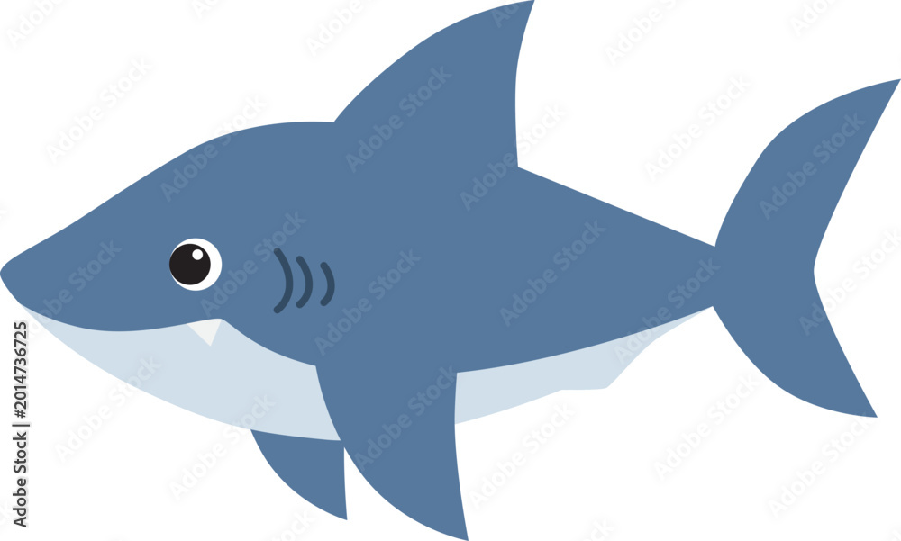 Fototapeta premium Cute Shark Cartoon Animal Flat Illustration