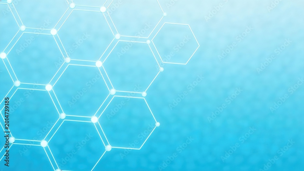 Fototapeta premium Abstract hexagonal network on blue background