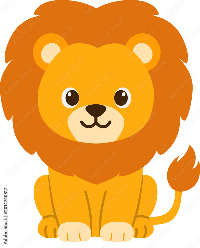 Fototapeta premium Cute Lion Cartoon Animal Illustration Design