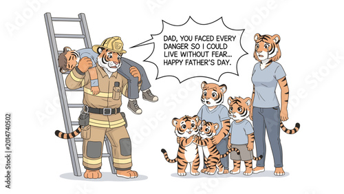 Quadro su tela Fathers Day Tiger Family