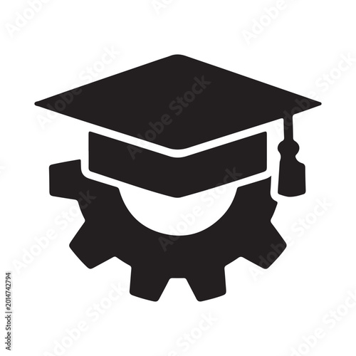 Bild auf Leinwand Technical Education Icon - Engineering Training Graduation Gear Symbol