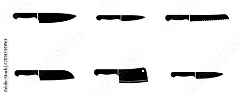 Photos Kitchen Knife Set, Chef Knife Collection, Slicing Knife Icons, Meat Cleaver Grap
