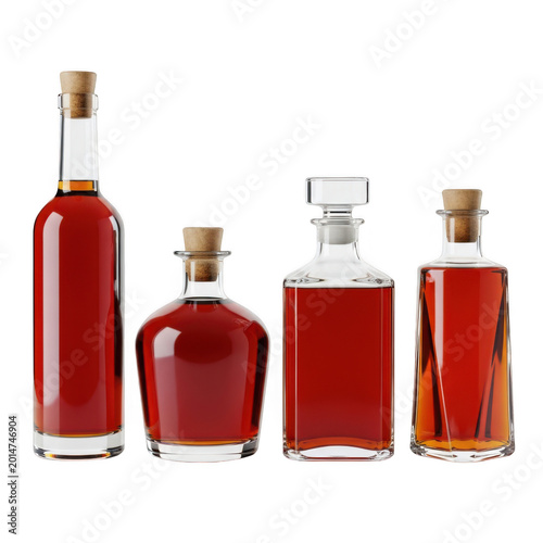 Assorted red wine bottles of varying shapes and sizes displayed in a row