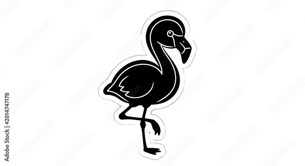 Fototapeta premium Black Flamingo Bird Icon 1.