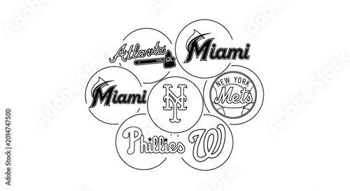 Tableau sur toile Vintage Baseball Team Logos Collage