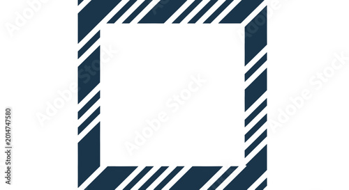 Tableau sur toile Dark Blue Diagonal Stripes Border Frame, Graphic Design Element