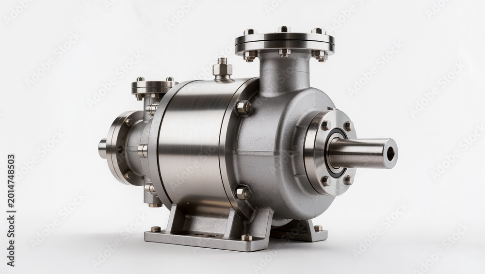 Fototapeta premium Stainless Steel Industrial Pump Isolated on White Background