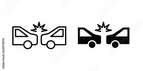 Bild auf Leinwand Rear end collision icon elements pack