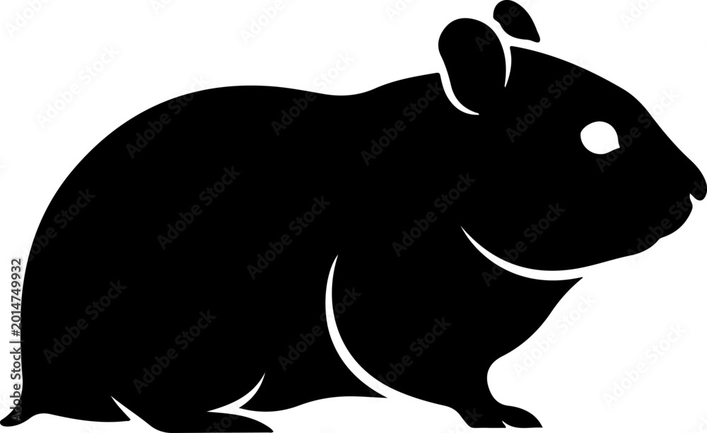 Fototapeta premium Hamster Silhouette Vector Illustration - Small Pet Rodent Side Profile