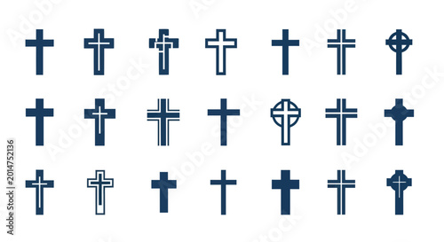 Bild auf Leinwand Collection of Christian Cross Symbols