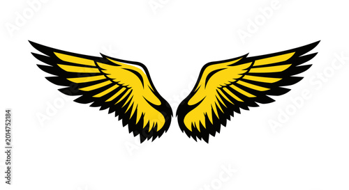 Canvas Print Golden Angel Wings Graphic Design Isolated on White Background