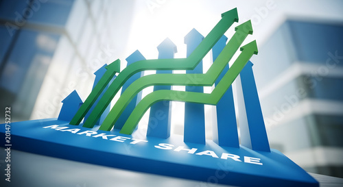 Rising Market Share Graph Illustrates Positive Growth Trends and Business Success