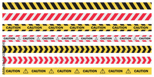 Photos Caution Hazard Tape Collection Featuring Yellow Black Warning Stripes and Danger