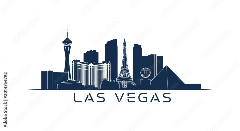 Fototapeta premium Las Vegas Skyline Silhouette, Iconic Nevada Cityscape, Entertainment Capital