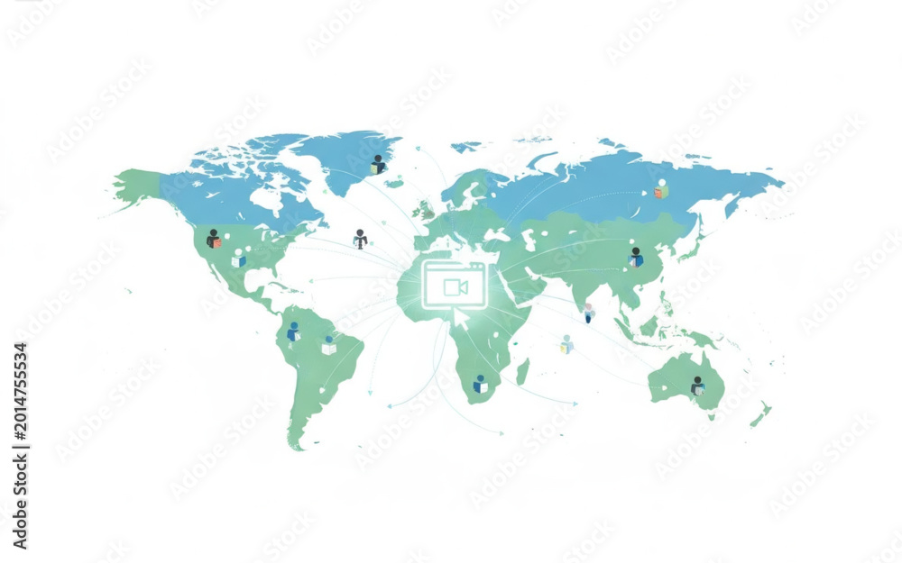 Fototapeta premium Global Digital Network Illustration Showing Worldwide Connectivity and International Business Data Exchange for Modern Communication and Technology Systems
