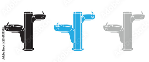 Obraz na plátně “Public Drinking Fountain   Hydration Station Icon Set – Safe Water Dispenser Ve