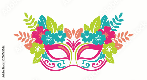 Vibrant floral mask with festive, decorative accents